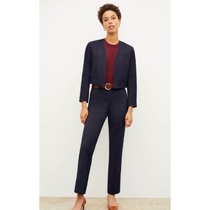 MM.LaFleur Hockley Pant Navy Italian Wool Blend Slim Leg Trousers Size 8